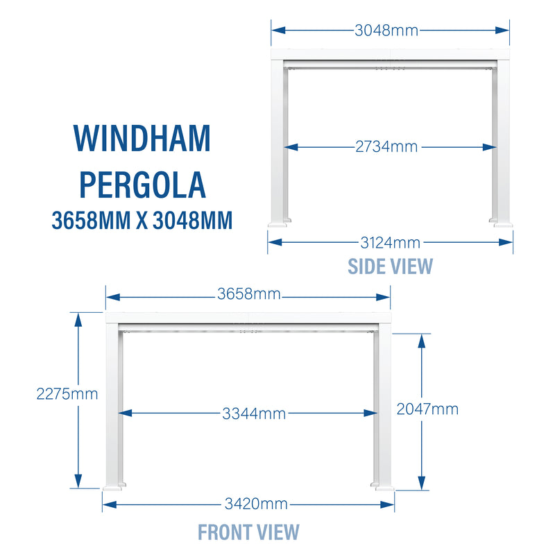 3m x 3.6m x 2.3m Windham Modern Steel Pergola (12x10) specifications