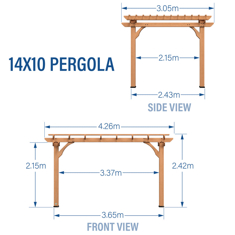 4.3m x 3m Wood Pergola     (14ft x 10ft) specifications