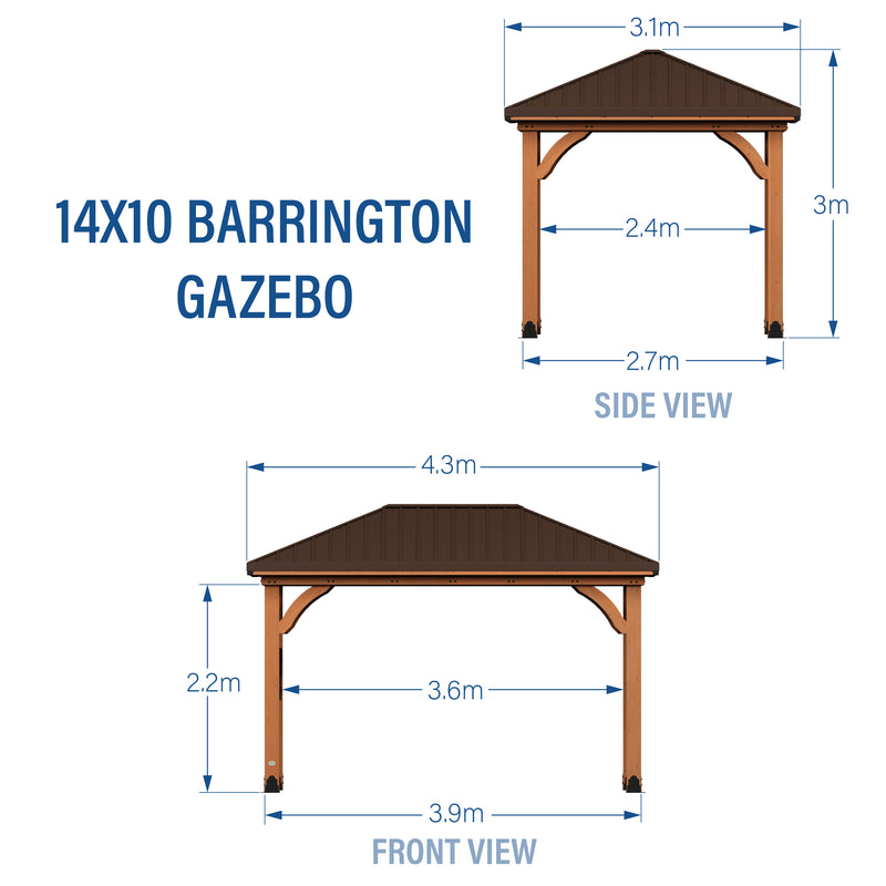 4.3m x 3m Barrington Gazebo (14 x 10) specifications