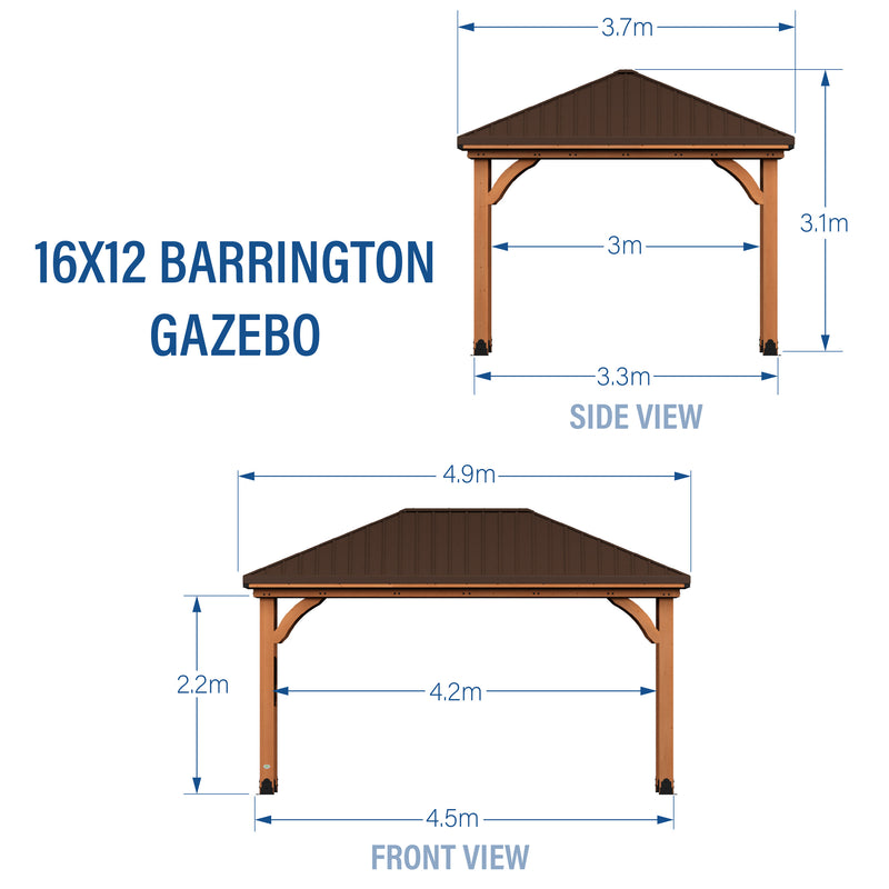 4.8m x 3.6m Barrington Gazebo  (16 x 12) specifications