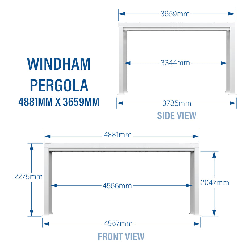 3.7m x 4.9m x 2.3m Windham Modern Steel Pergola (16x12) specifications