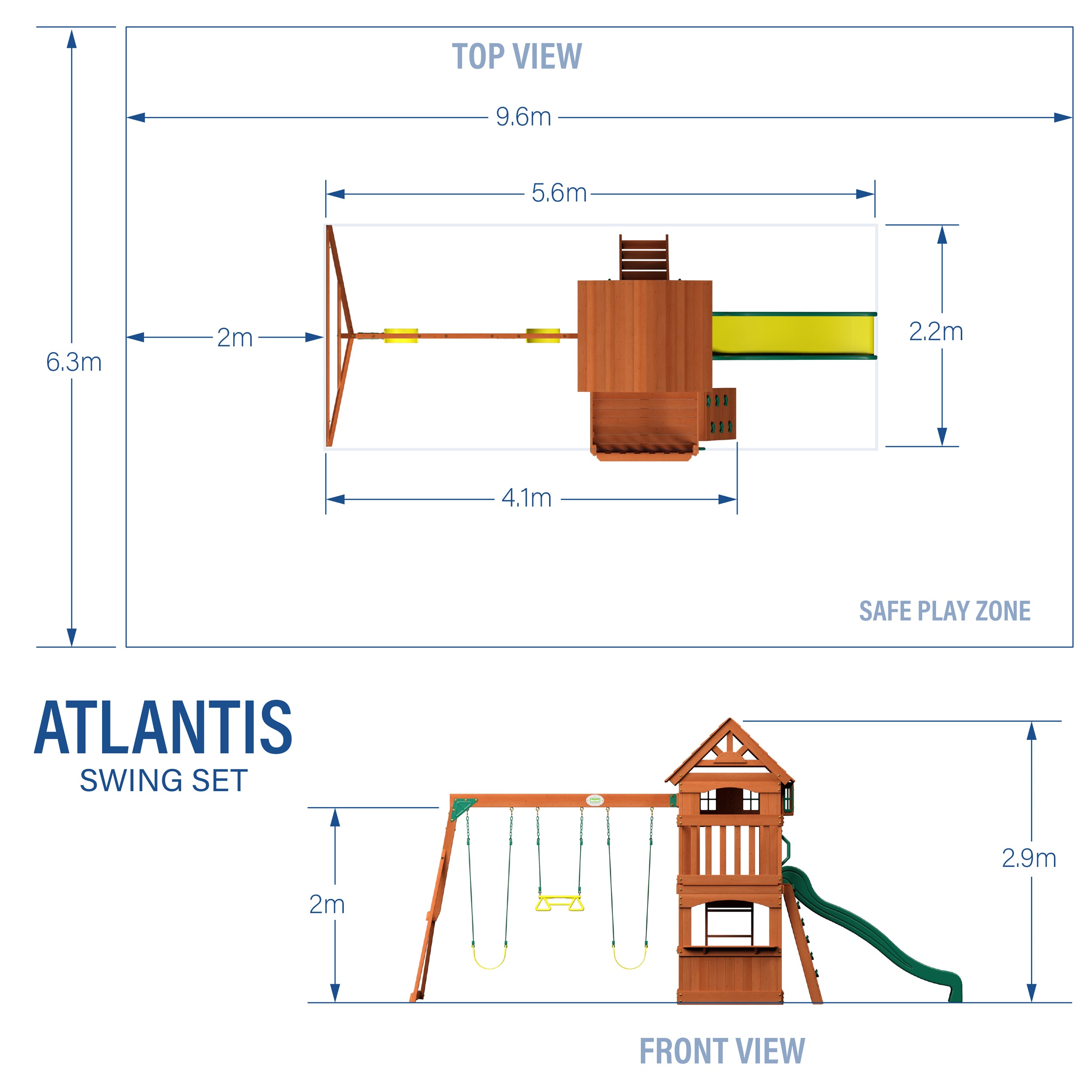 Atlantis Swing Set Metric Dimensions