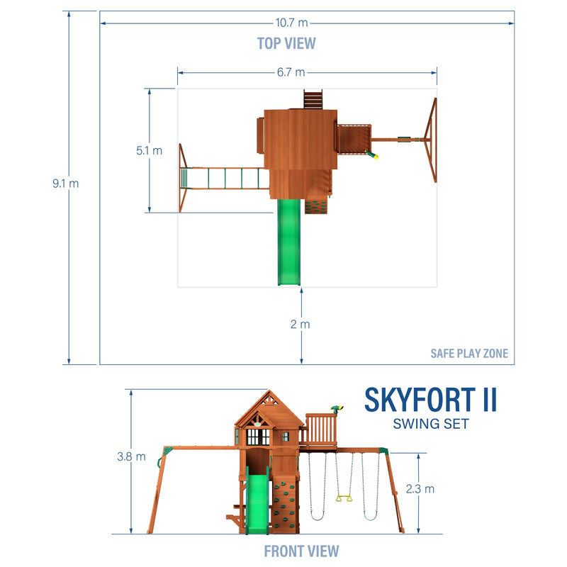 Skyfort II Swing Set & Climbing Frame specifications