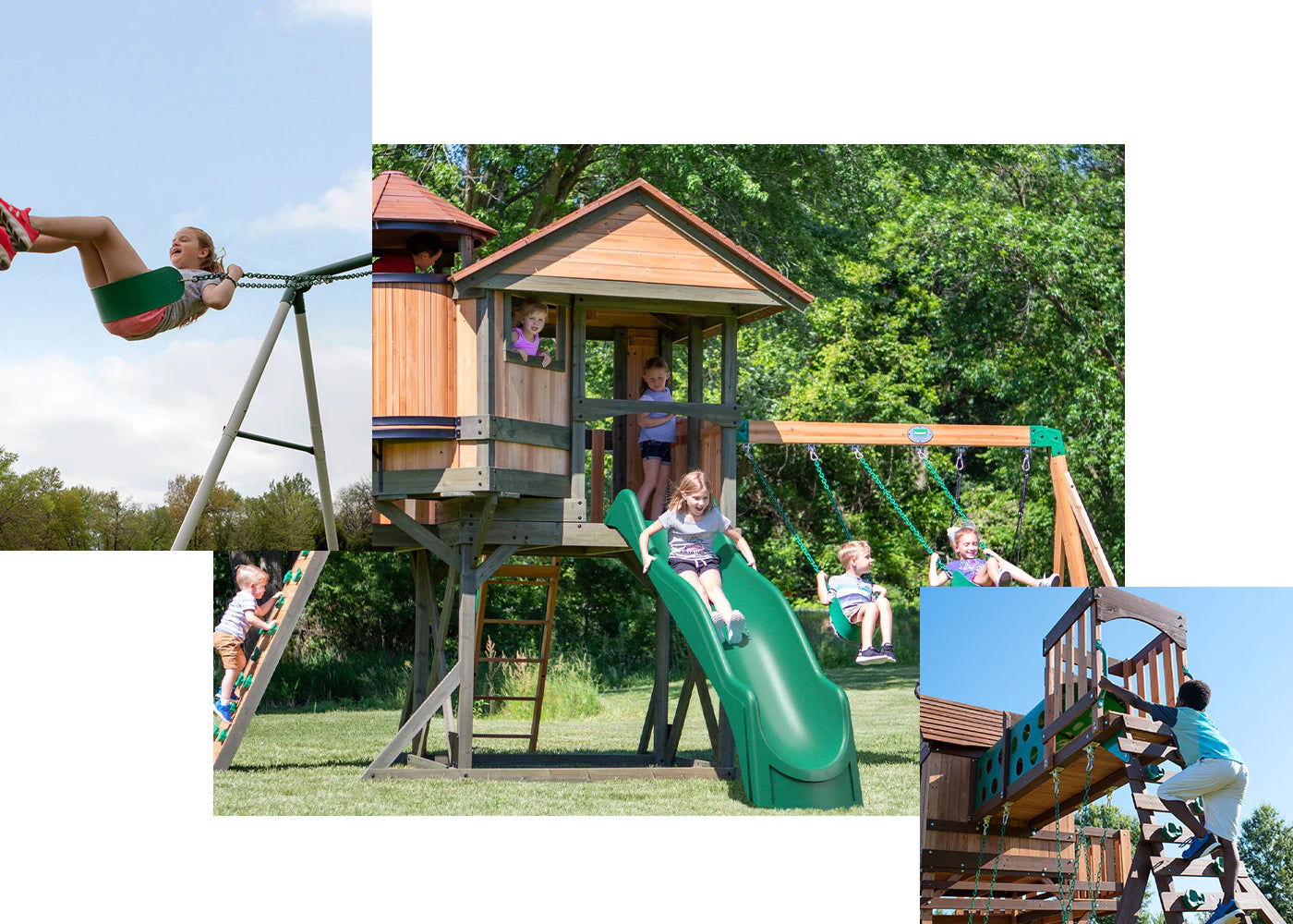 swing set collage