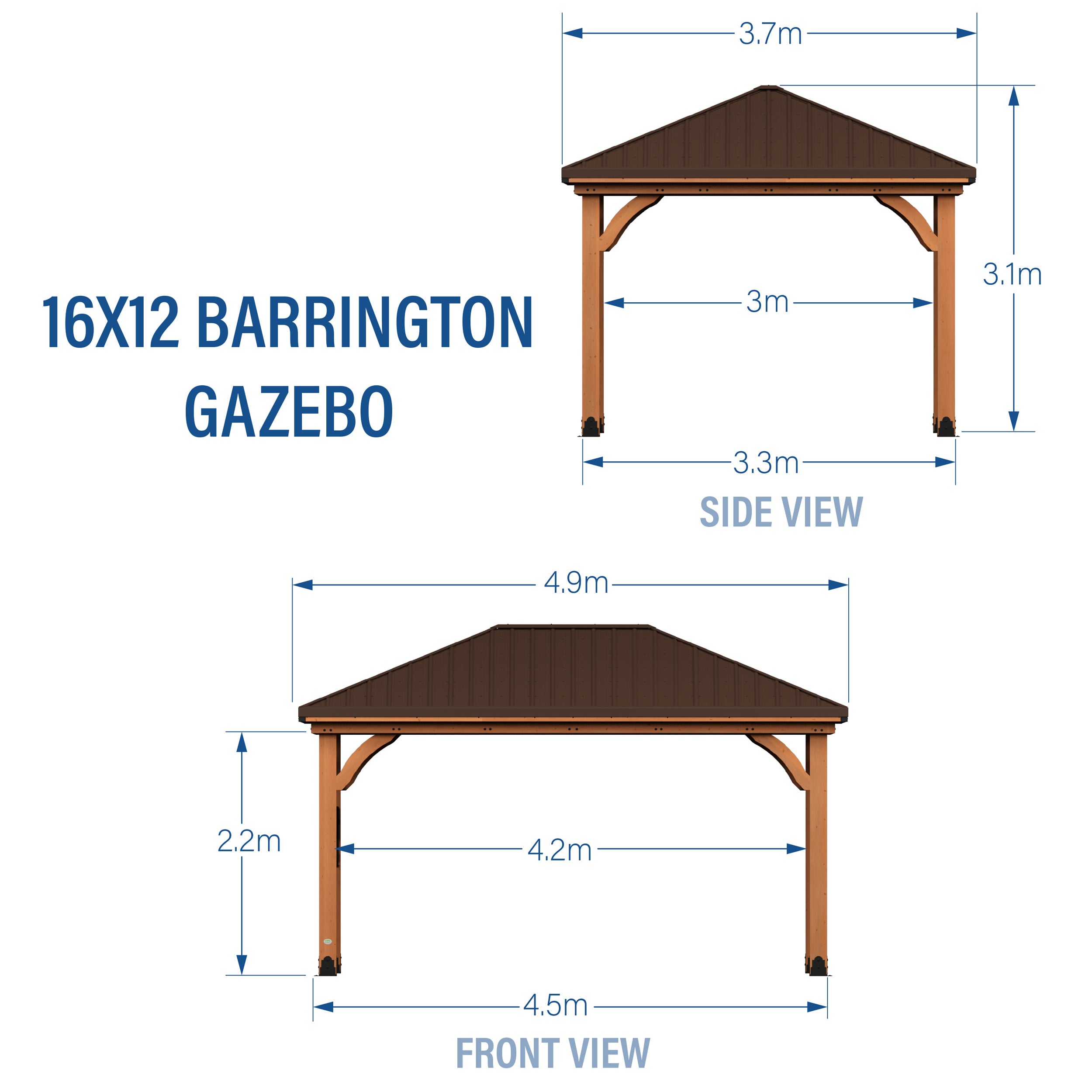 4.8m x 3.6m Barrington Gazebo Dimensions