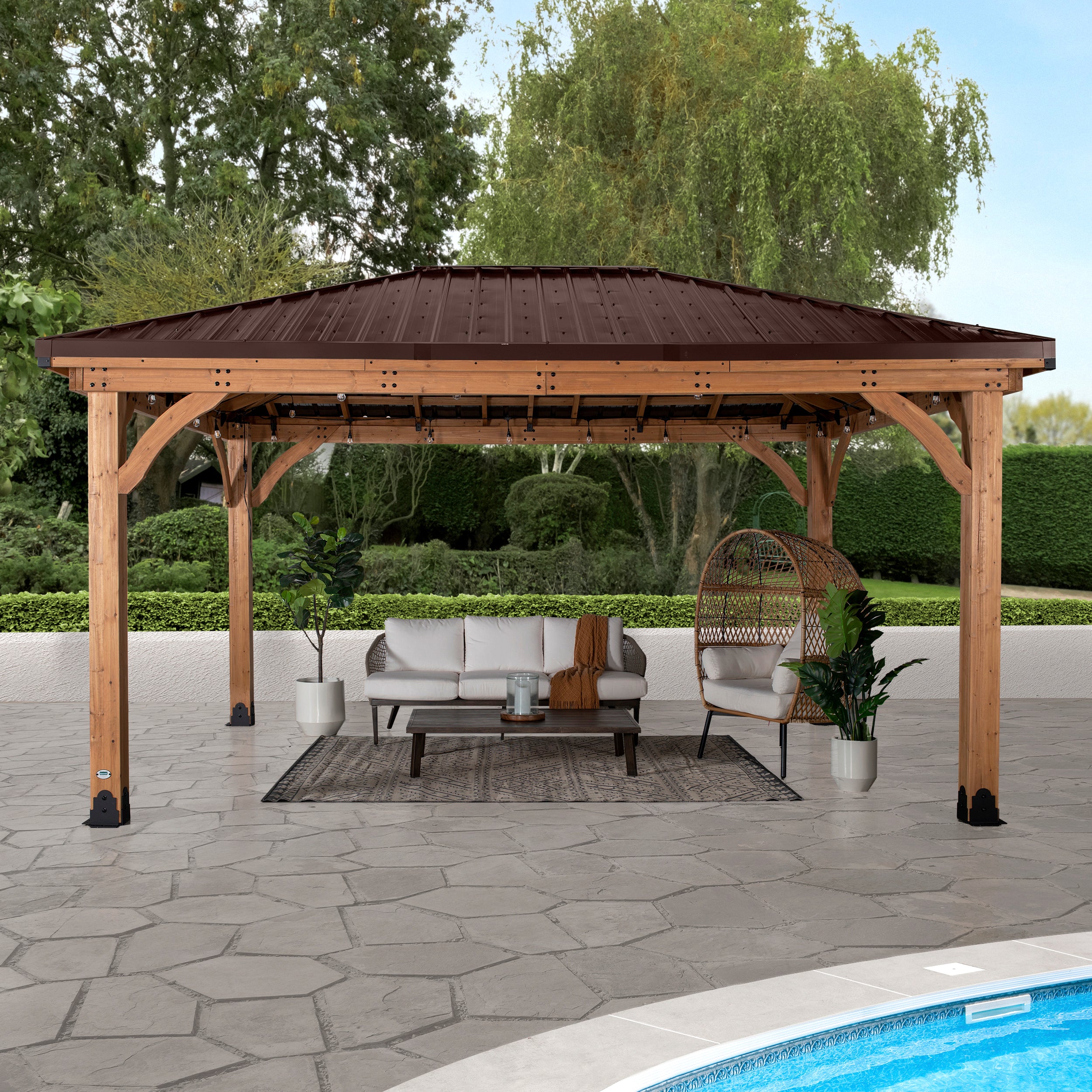 4.8m x 3.6m Barrington Gazebo Front poolside