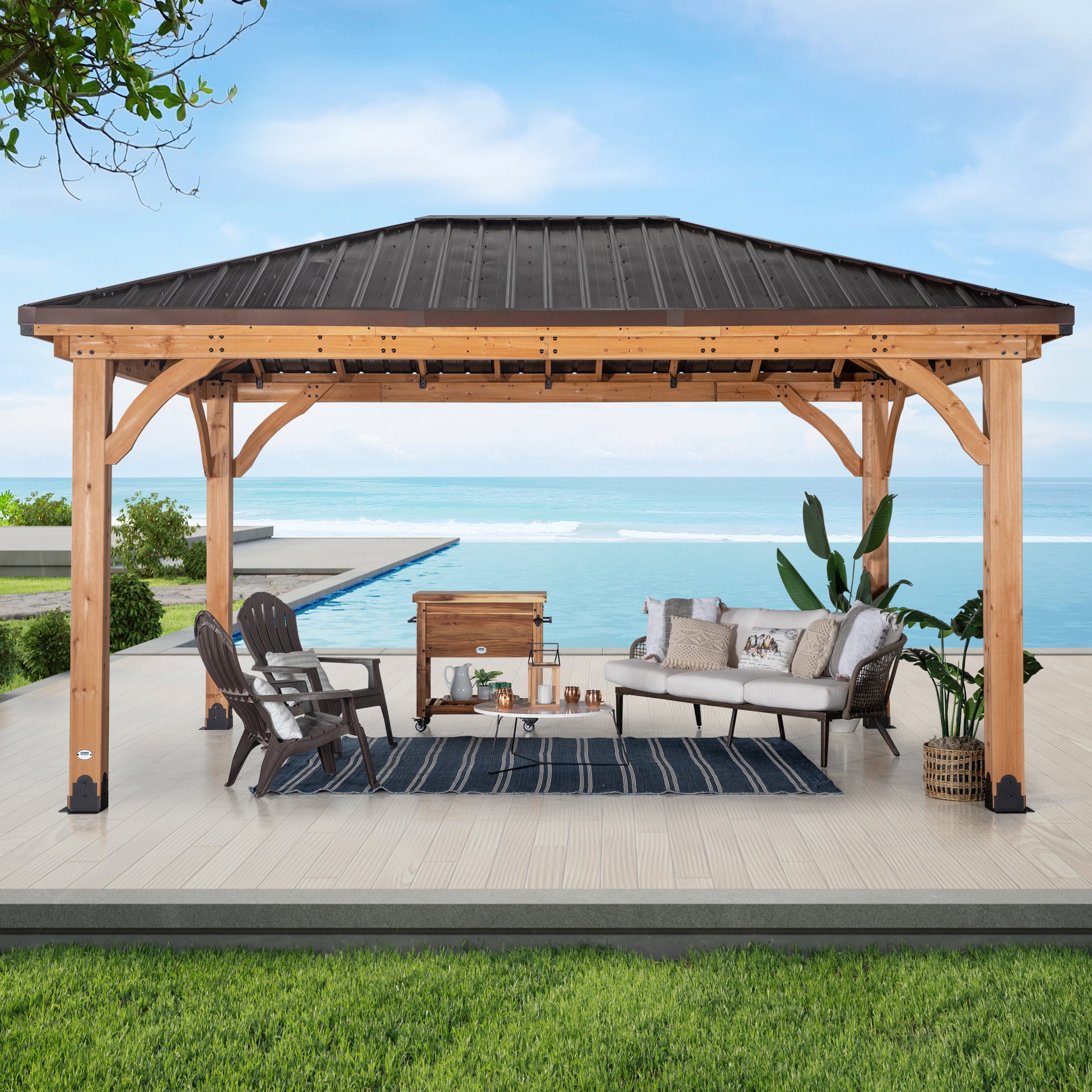 4.8m x 3.6m Barrington Gazebo Front poolside