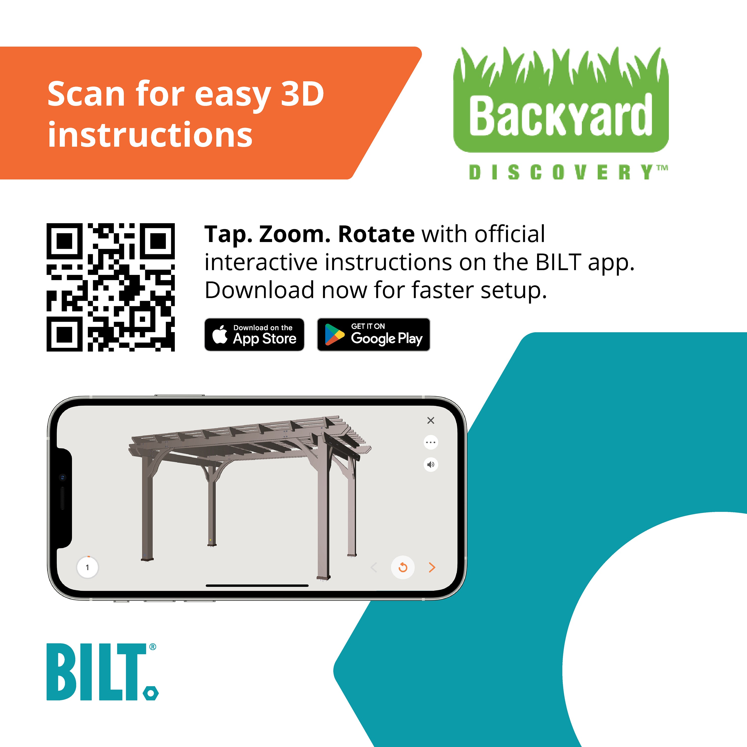 4.3m x 3m Wood Pergola BILT App - Easy Assembly