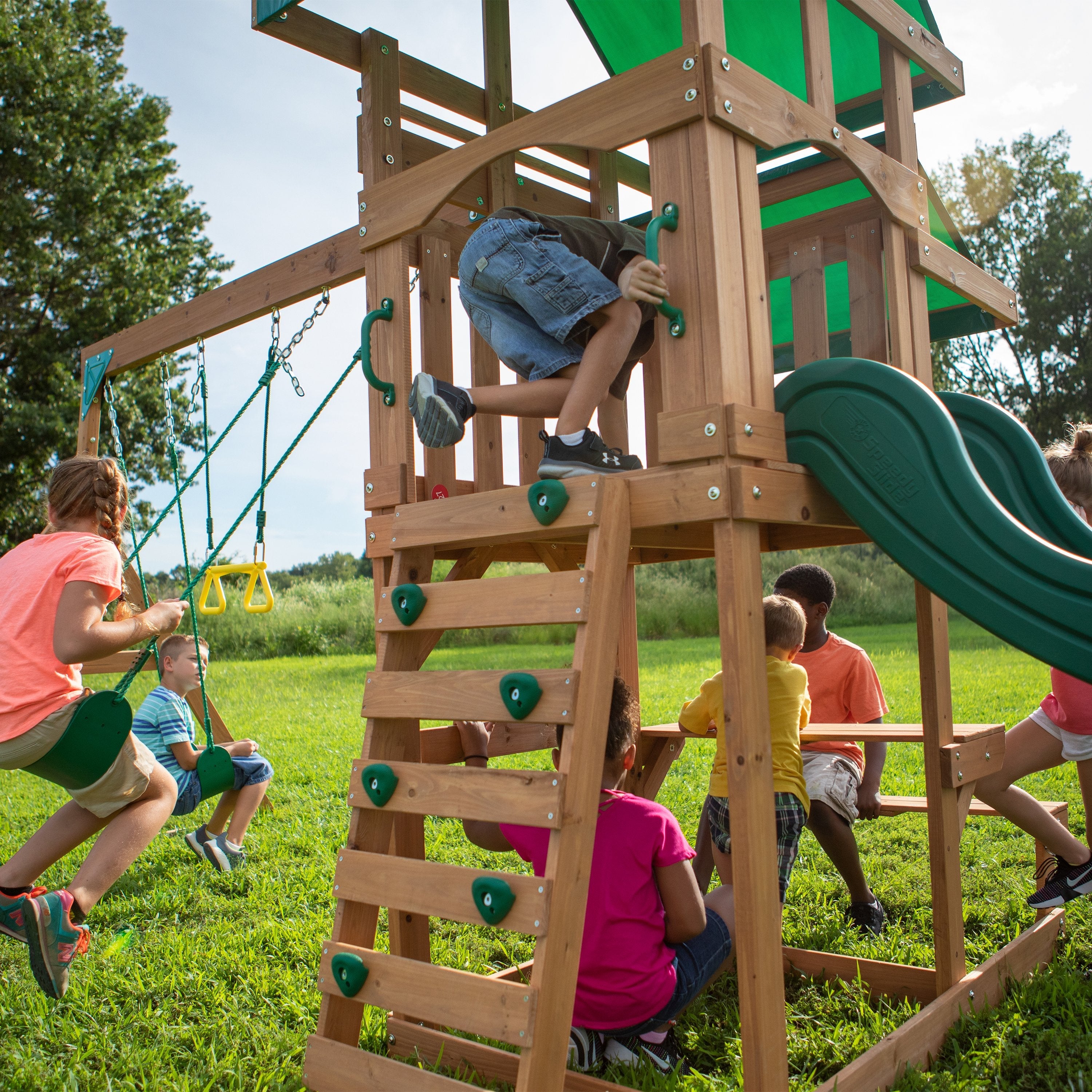 Belmont Wooden Swing Set Back