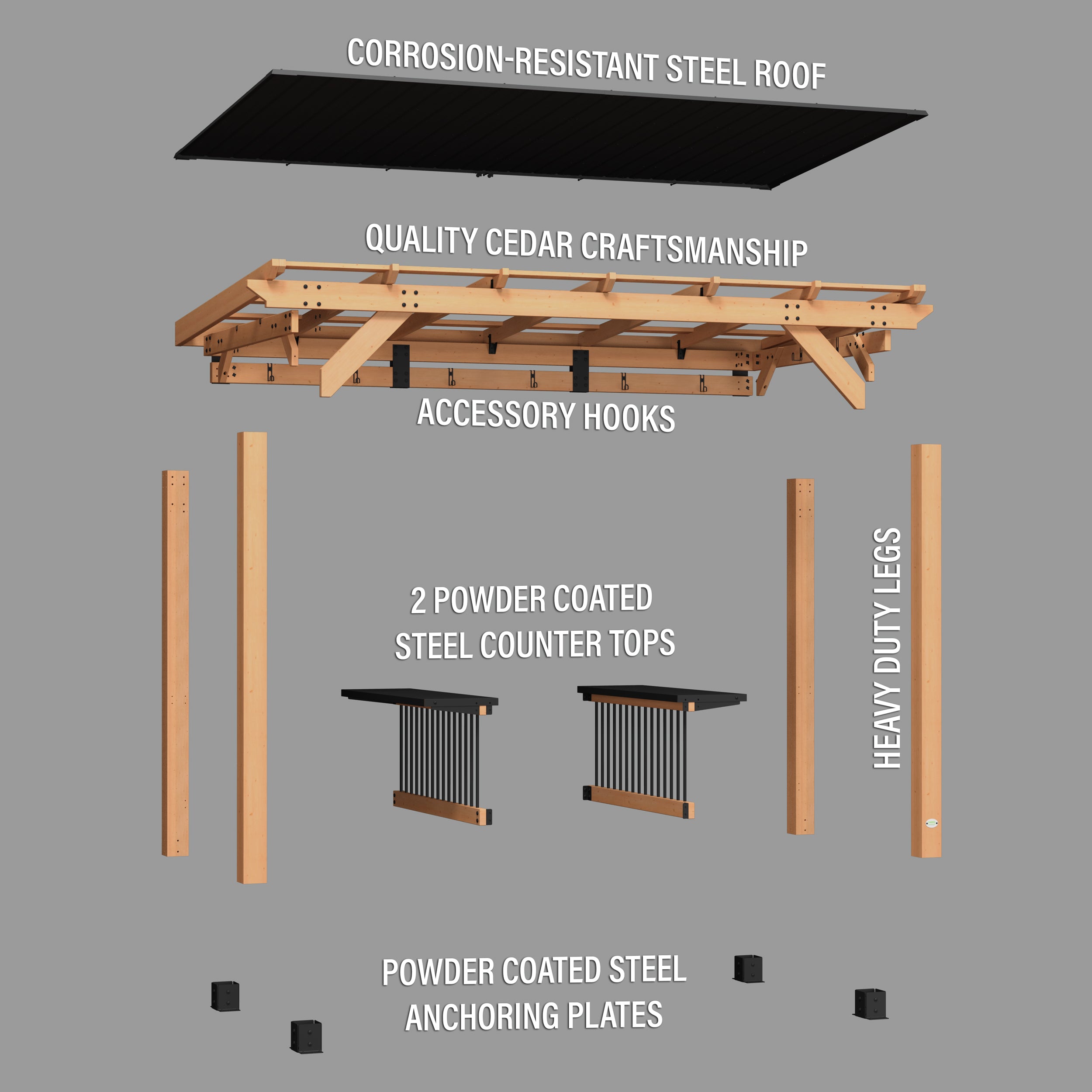 Saxony XL Grill Gazebo Exploded View